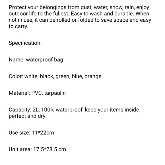 Brand new orange 2L dry bag camping swimming travel waterproof bag - Picture 6 of 9